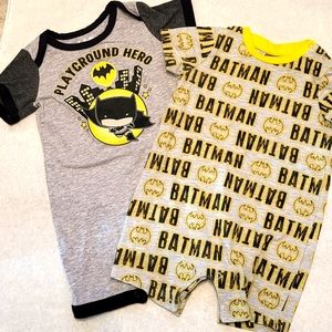 Two Batman short rompers